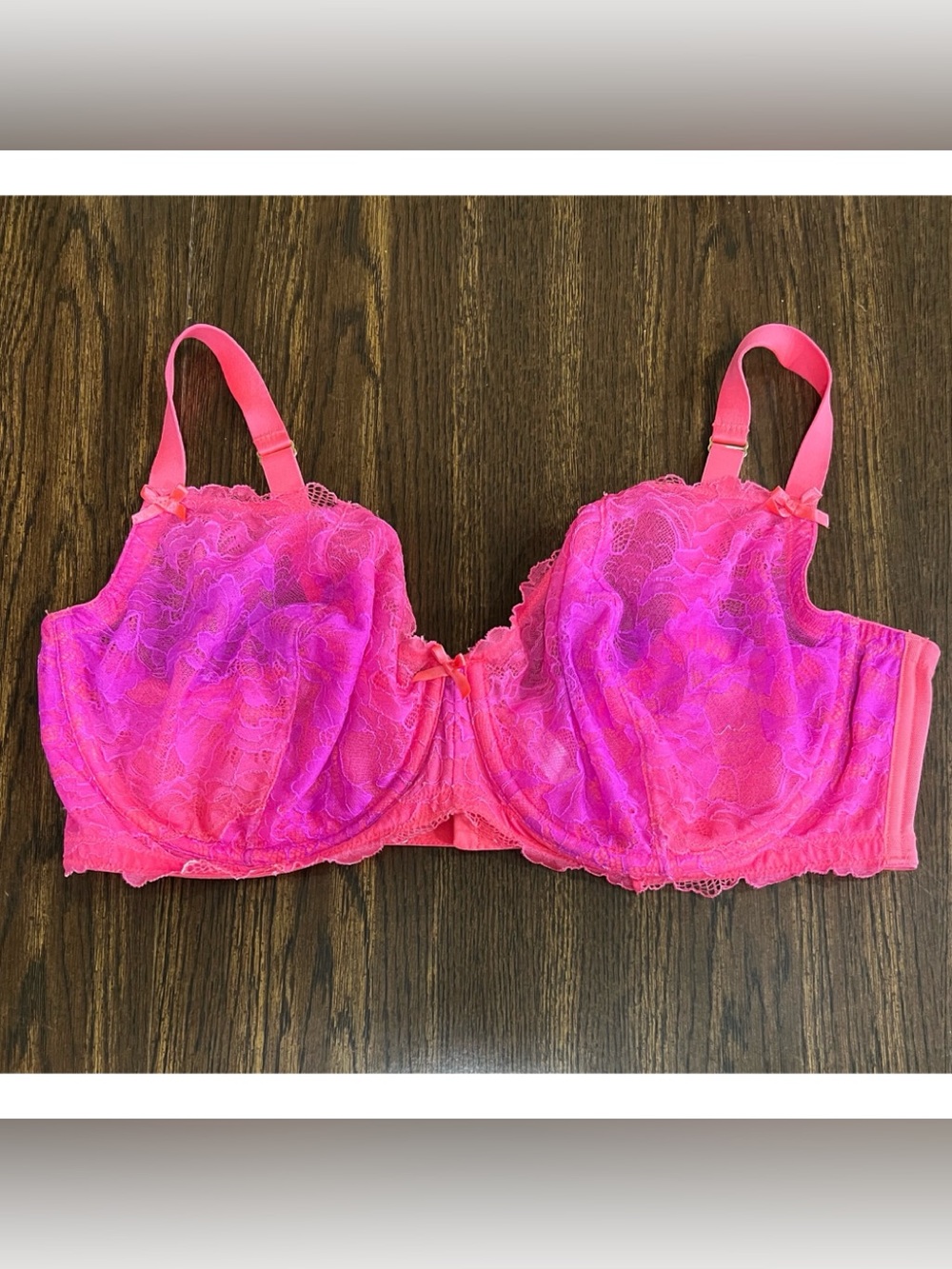 Cacique Hot Pink Lace Underwire Bra